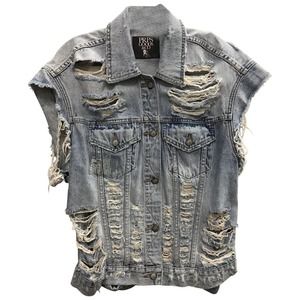 NWOT PRPS GOODS&CO. DISTRESSED BLUE COTTON DENIM VEST XL